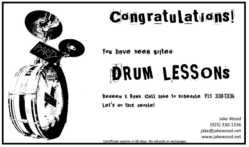 drum lesson certificate